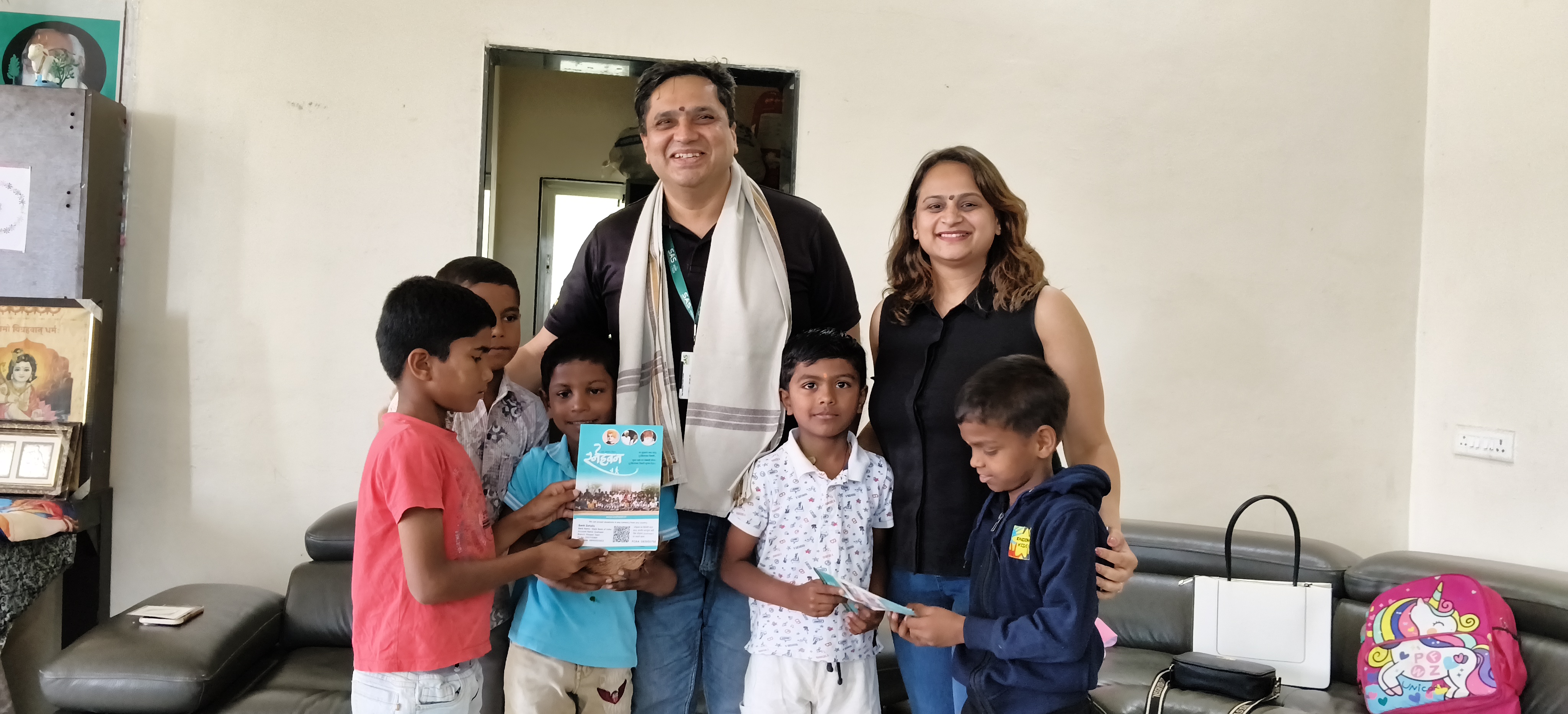 SAS team distributing materials to students